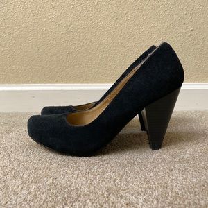 Black suede heels